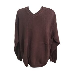 Tommy‎ Bahama Sweater Men’s Medium Brown Pullover V-Neck Cotton & Wool